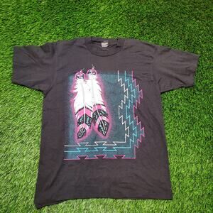 Vintage 90s Southwestern Feather T-Shirt Mens Medium USA Made